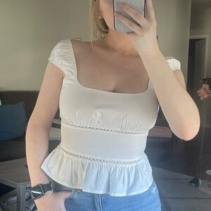 wild fable White Square-Neck Peplum Top